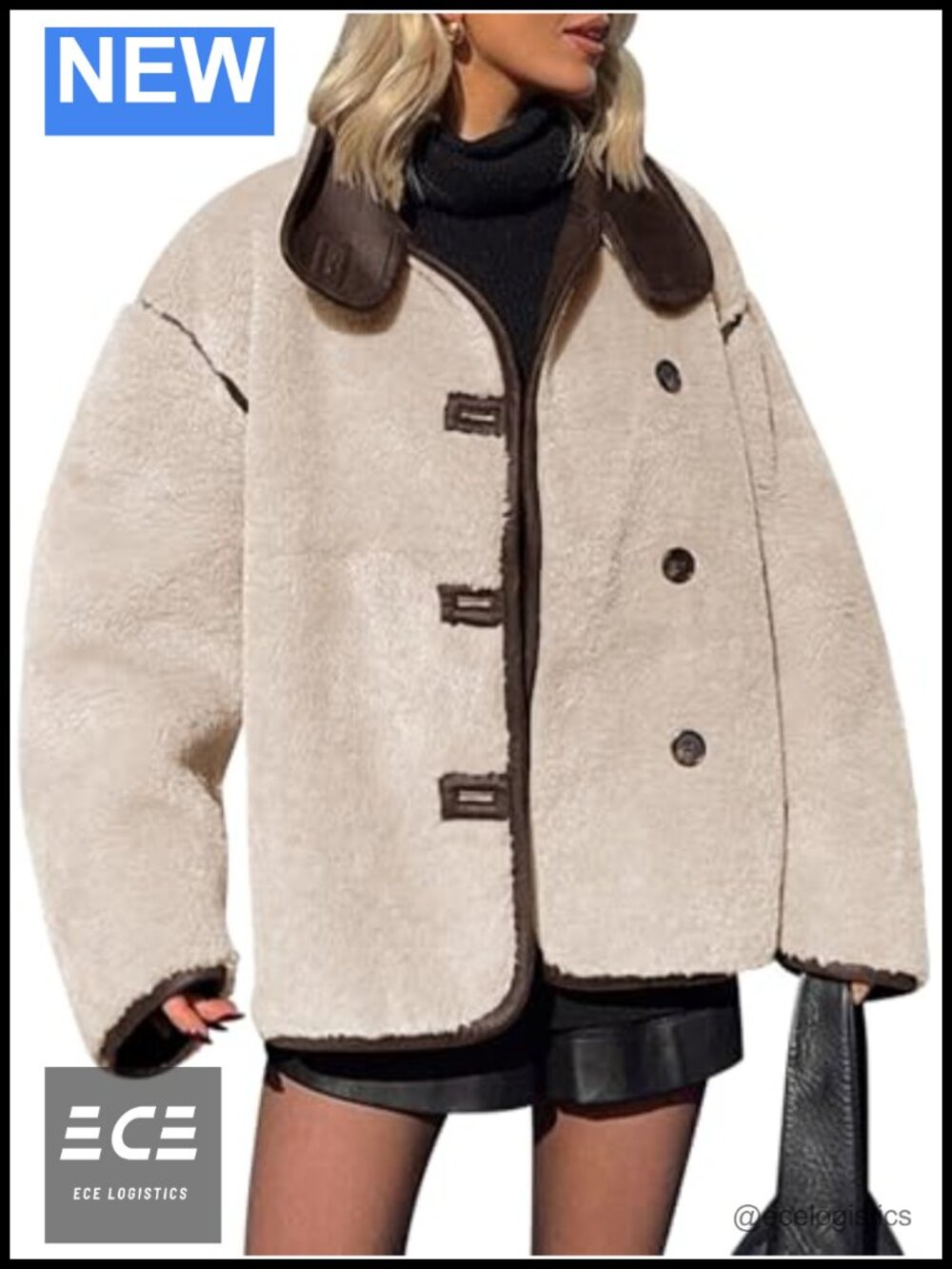 Womens Faux Fur Jacket Warm Winter Stand Collar Shaggy Coat